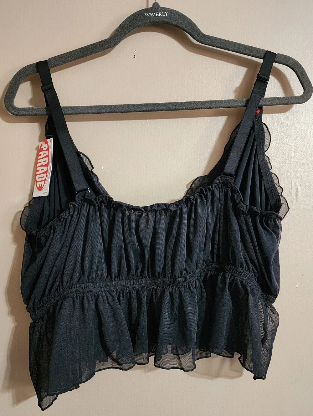 Coquette Y2K Mesh Cami Bralette | Sheer Ruffle Top | Parade | 2XL